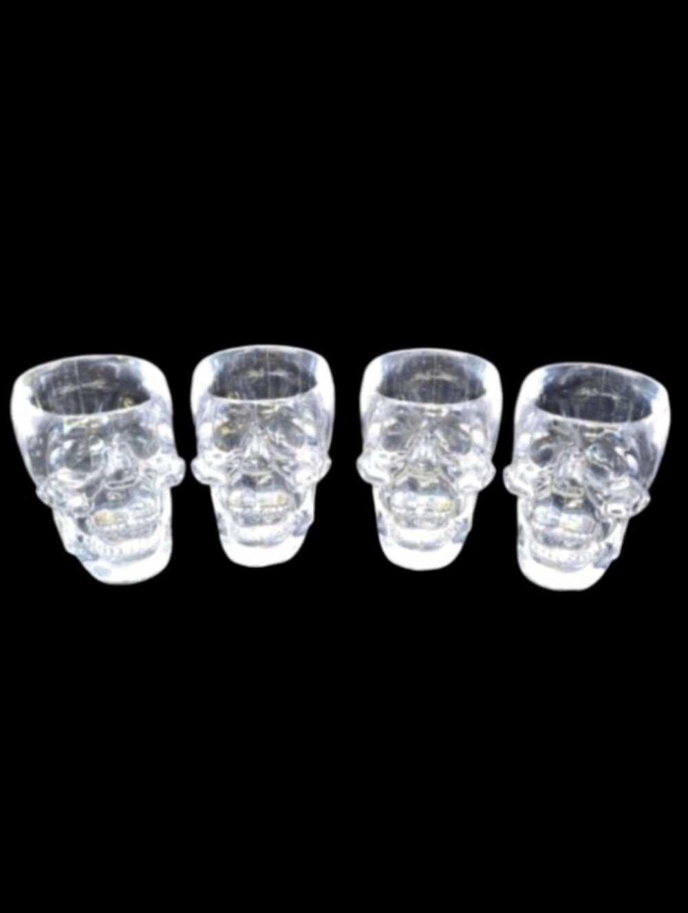 NEW 4 "CRYSTAL HEAD" VODKA SKULL PLASTIC SHOT GLASSES